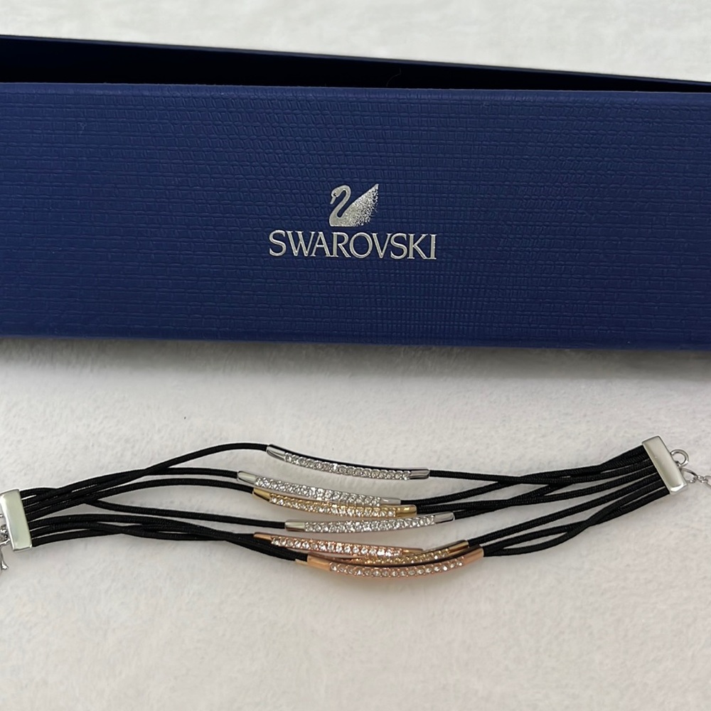 Swarovski tri color bracelet gold silver rose gold